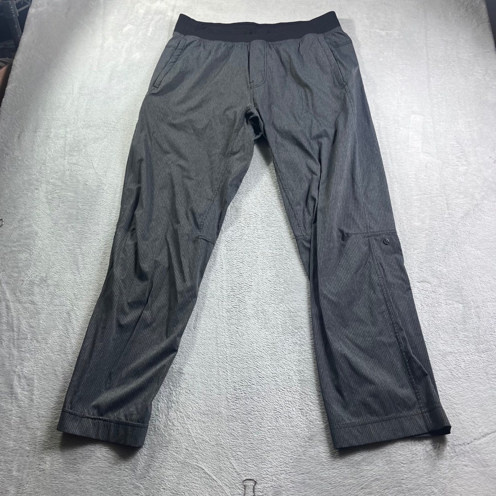 Lululemon Mens ABC Jogger Pants Grey Pinstripe Athletic Trousers Size L 34x29